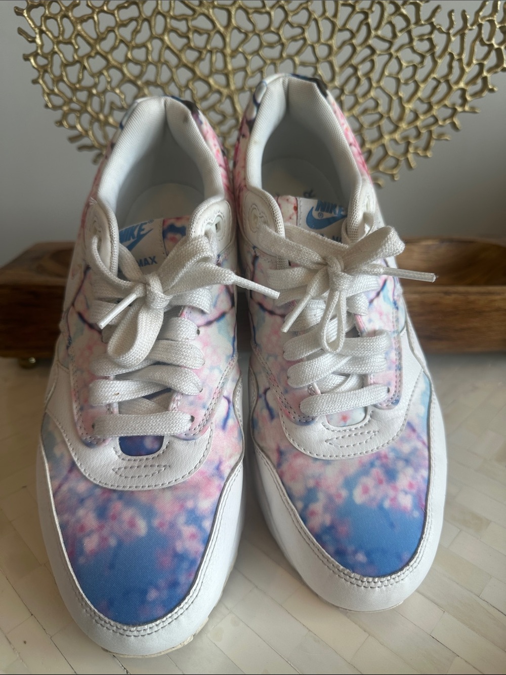 Nike Air Max floral cherry blossom  sneakers in pink and blue